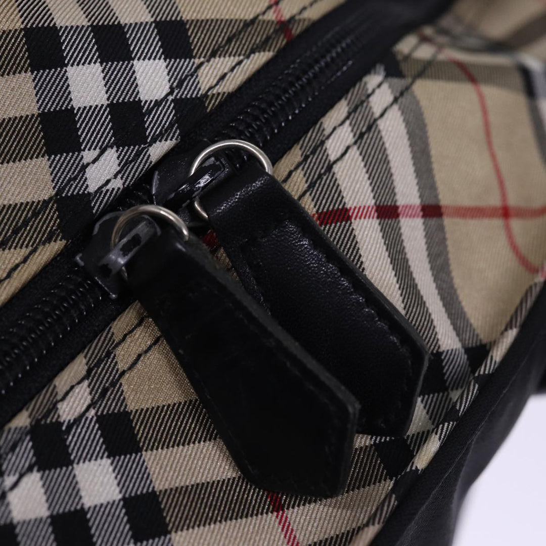 BurberrySs Nova Check Blue Label Hand Bag Nylon Beige Black Auth bs14994