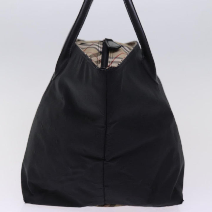BurberrySs Nova Check Blue Label Hand Bag Nylon Beige Black Auth bs14994