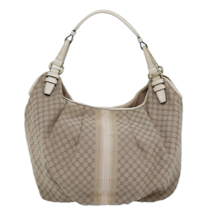 Celine Macadam Canvas Shoulder Bag Beige Auth bs15019