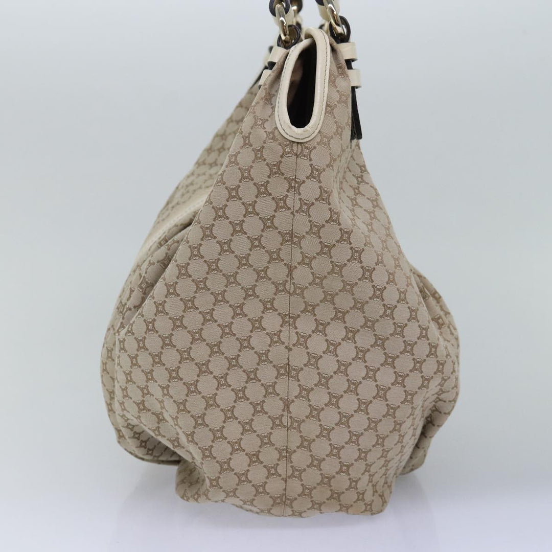 Celine Macadam Canvas Shoulder Bag Beige Auth bs15019
