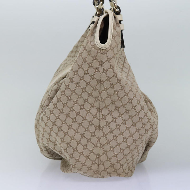 Celine Macadam Canvas Shoulder Bag Beige Auth bs15019