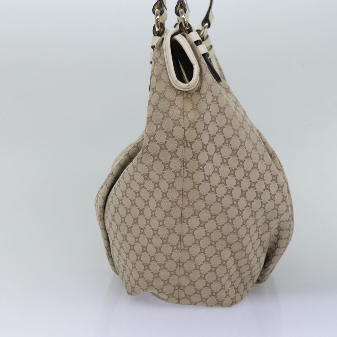 Celine Macadam Canvas Shoulder Bag Beige Auth bs15019