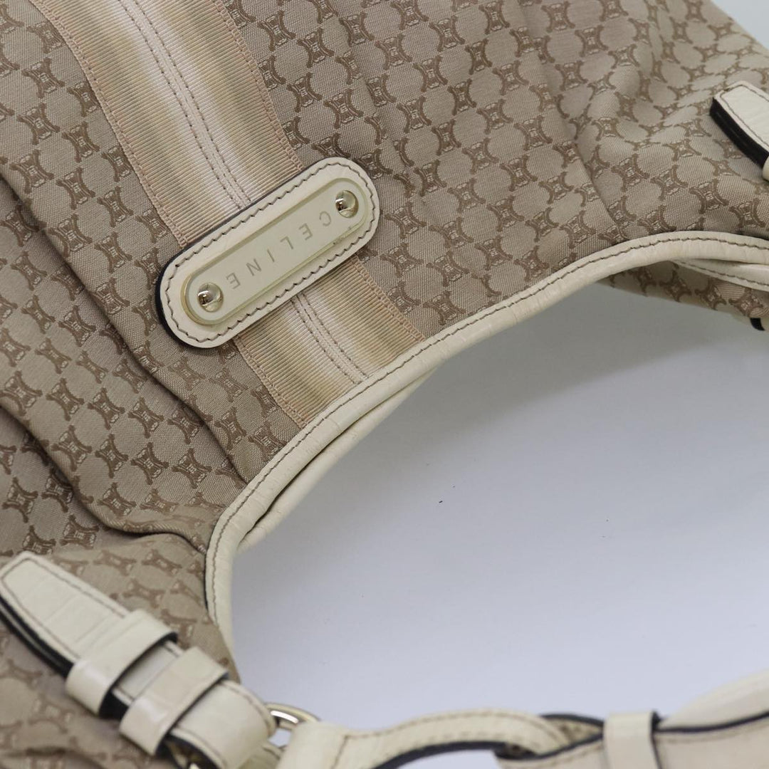 Celine Macadam Canvas Shoulder Bag Beige Auth bs15019