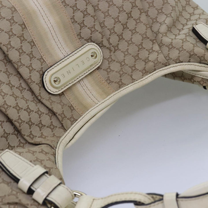 Celine Macadam Canvas Shoulder Bag Beige Auth bs15019