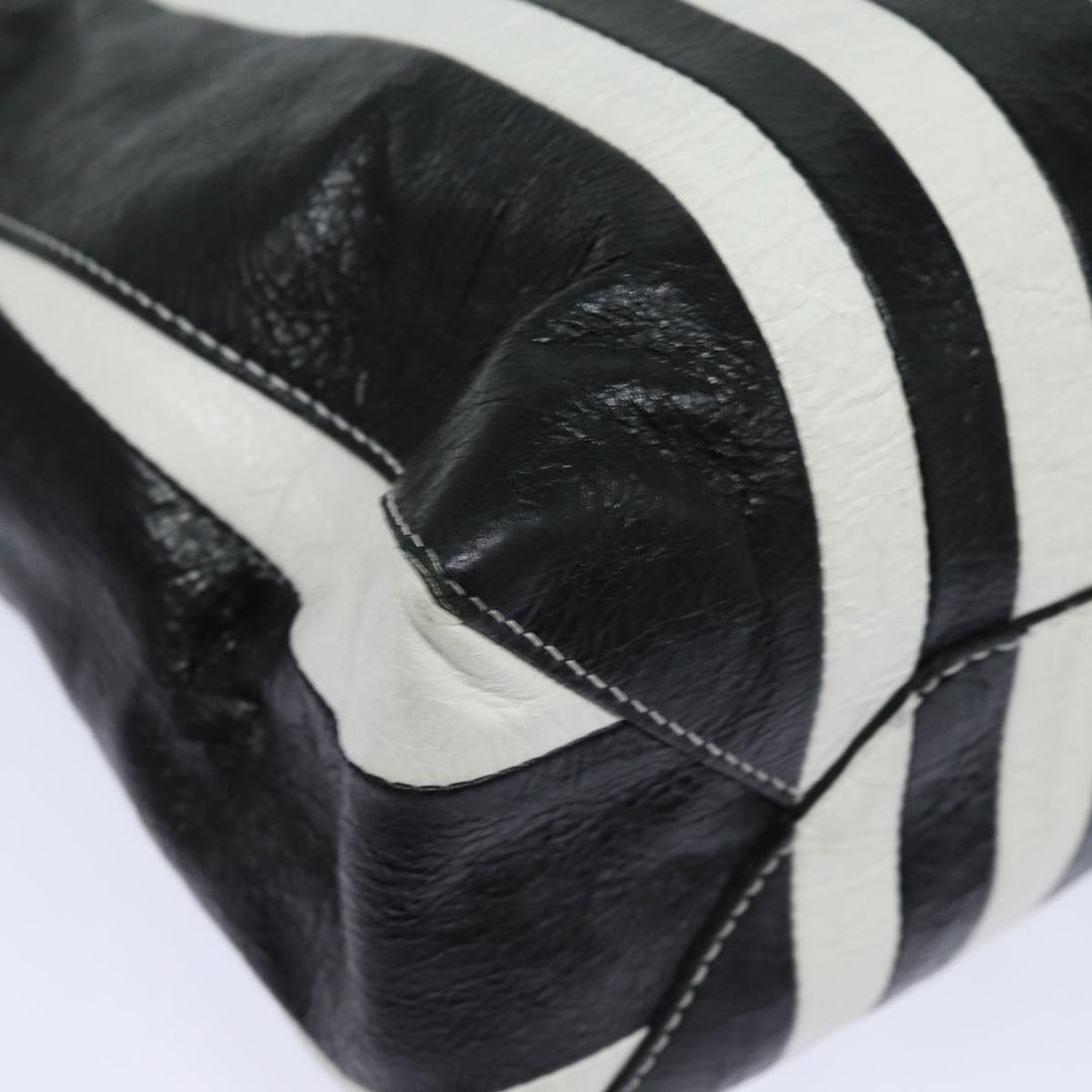 Top Quality Balenciaga Clutch Bag Leather Black White Auth bs15028