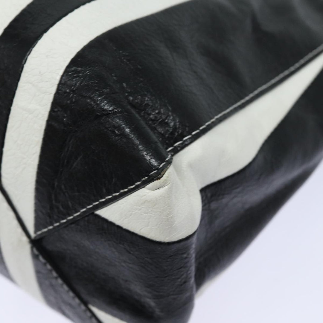 Top Quality Balenciaga Clutch Bag Leather Black White Auth bs15028