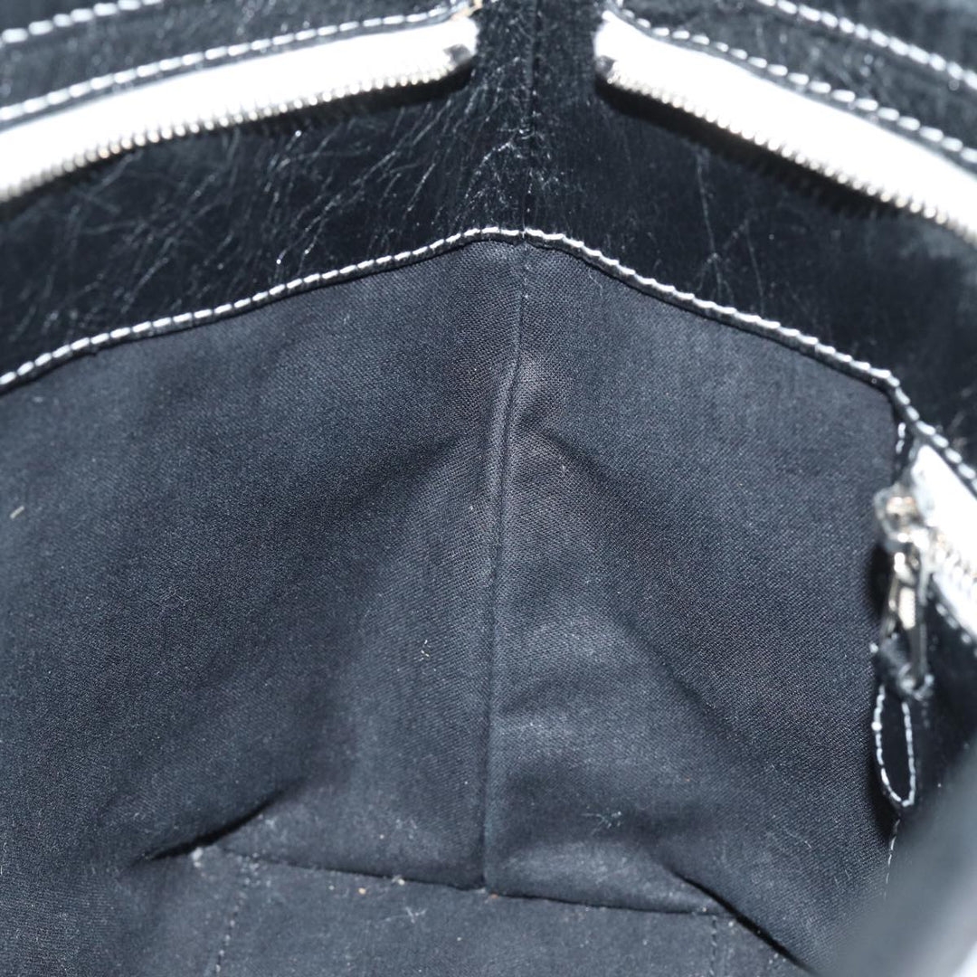 Top Quality Balenciaga Clutch Bag Leather Black White Auth bs15028