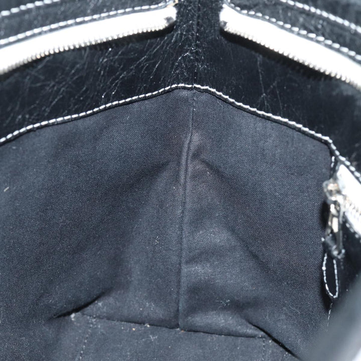 Top Quality Balenciaga Clutch Bag Leather Black White Auth bs15028