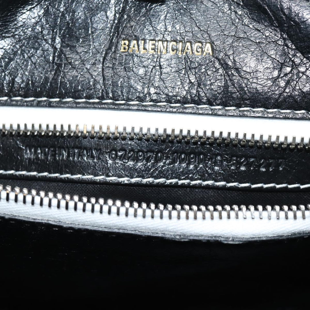 Top Quality Balenciaga Clutch Bag Leather Black White Auth bs15028