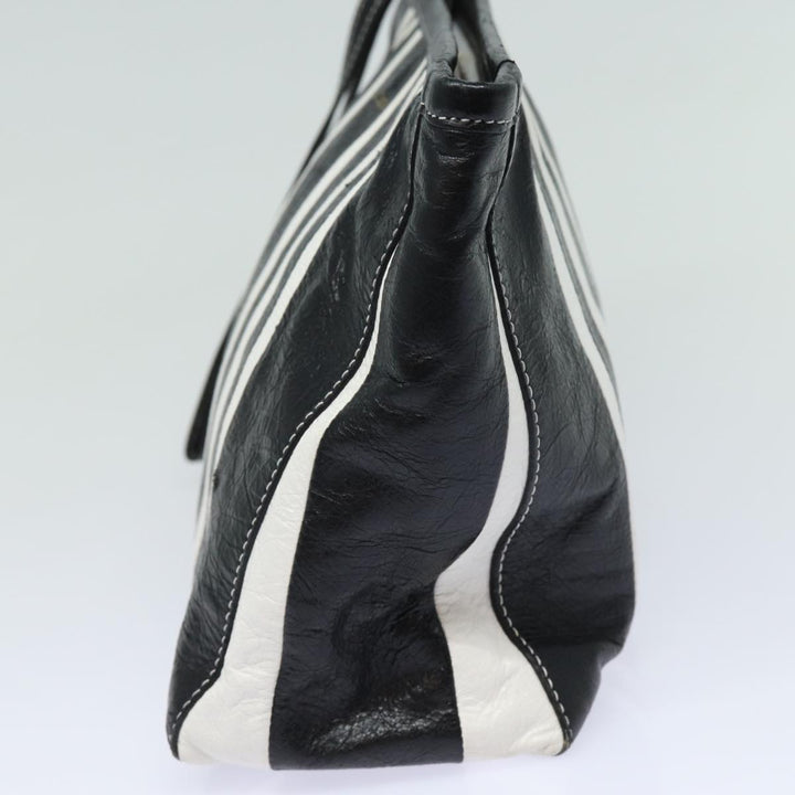 Top Quality Balenciaga Clutch Bag Leather Black White Auth bs15028