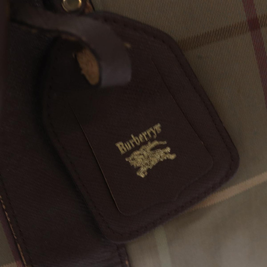 BurberrySs Nova Check Boston Bag Canvas Beige Auth bs15037