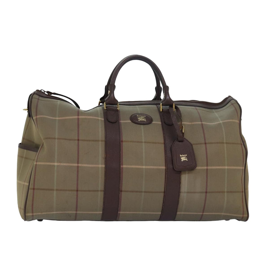 BurberrySs Nova Check Boston Bag Canvas Beige Auth bs15037