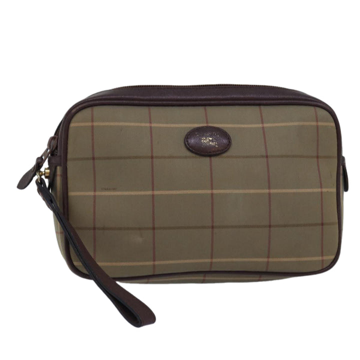 BurberrySs Nova Check Clutch Bag Canvas Beige Auth bs15066