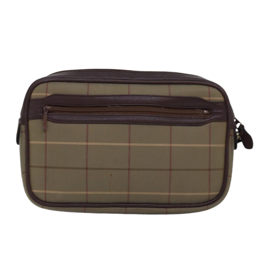 BurberrySs Nova Check Clutch Bag Canvas Beige Auth bs15066