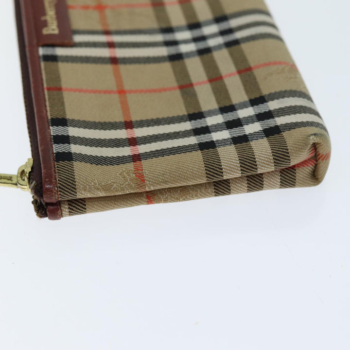 Burberry Coin Purse Billfold Canvas Leather 5Set Beige Black Auth bs15090