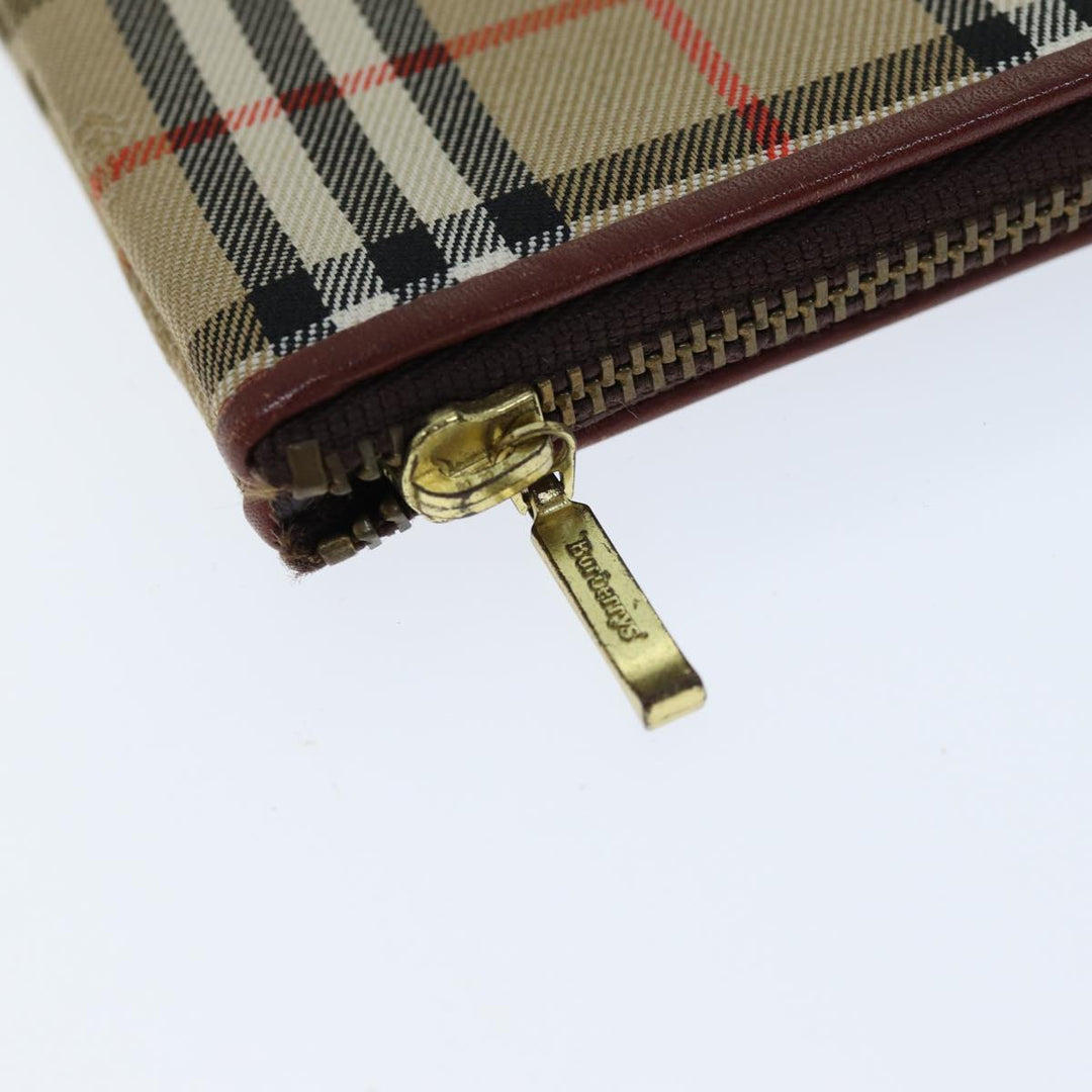 Burberry Coin Purse Billfold Canvas Leather 5Set Beige Black Auth bs15090