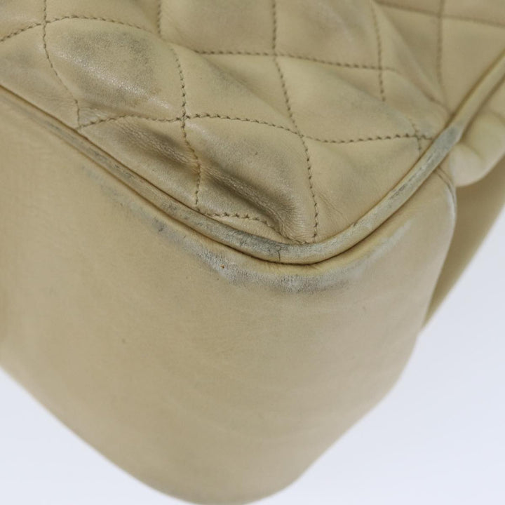 Top Quality Chanel Matelasse Chain Shoulder Bag Lamb Skin Beige CC Auth bs15118