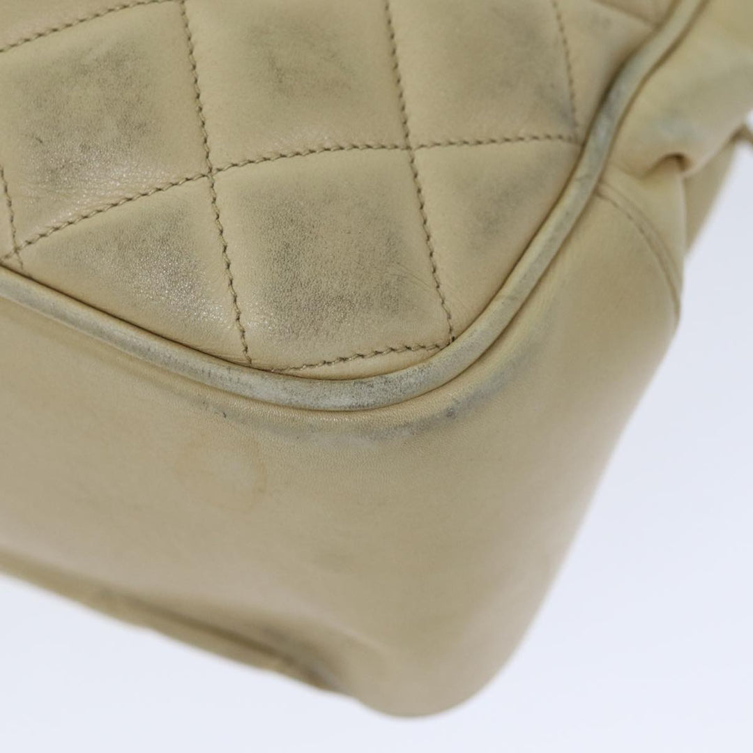 Top Quality Chanel Matelasse Chain Shoulder Bag Lamb Skin Beige CC Auth bs15118