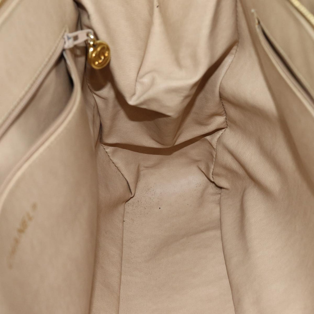 Top Quality Chanel Matelasse Chain Shoulder Bag Lamb Skin Beige CC Auth bs15118