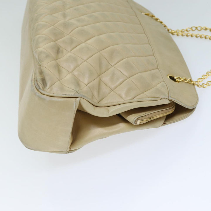 Top Quality Chanel Matelasse Chain Shoulder Bag Lamb Skin Beige CC Auth bs15118