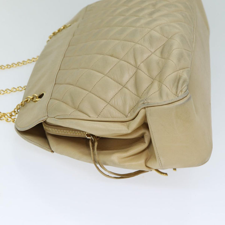 Top Quality Chanel Matelasse Chain Shoulder Bag Lamb Skin Beige CC Auth bs15118
