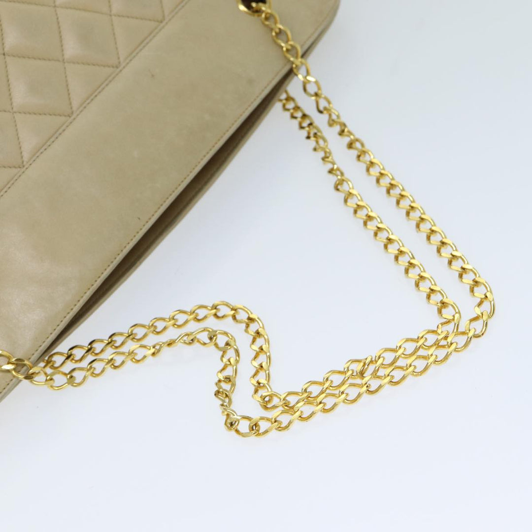 Top Quality Chanel Matelasse Chain Shoulder Bag Lamb Skin Beige CC Auth bs15118