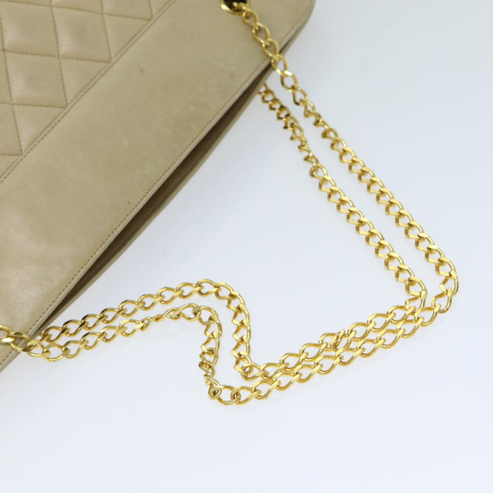 Top Quality Chanel Matelasse Chain Shoulder Bag Lamb Skin Beige CC Auth bs15118