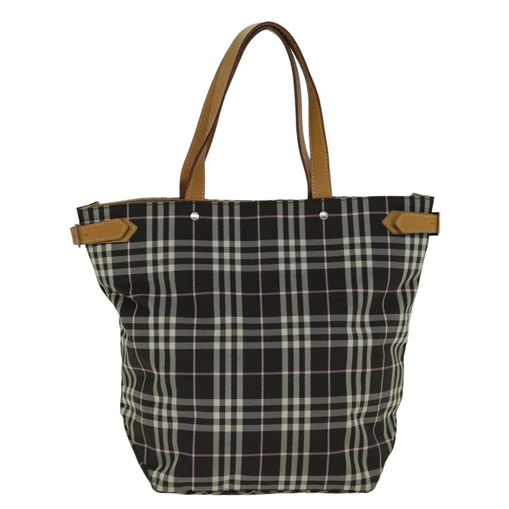 Burberry Nova Check Blue Label Tote Bag Nylon Brown Auth bs15120