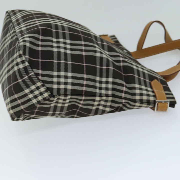 Burberry Nova Check Blue Label Tote Bag Nylon Brown Auth bs15120