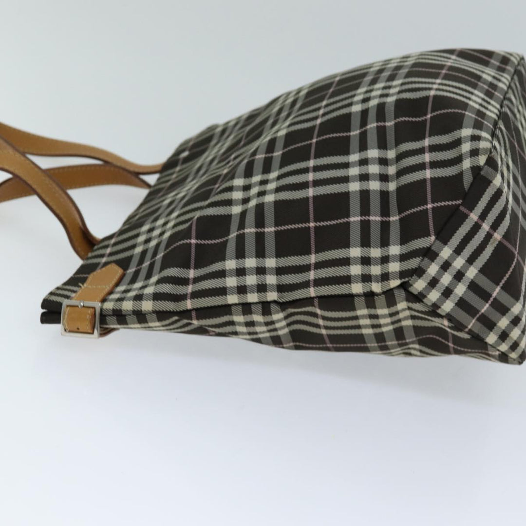 Burberry Nova Check Blue Label Tote Bag Nylon Brown Auth bs15120