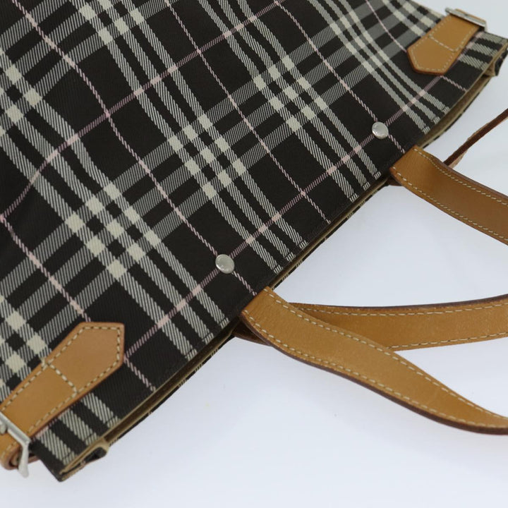 Burberry Nova Check Blue Label Tote Bag Nylon Brown Auth bs15120