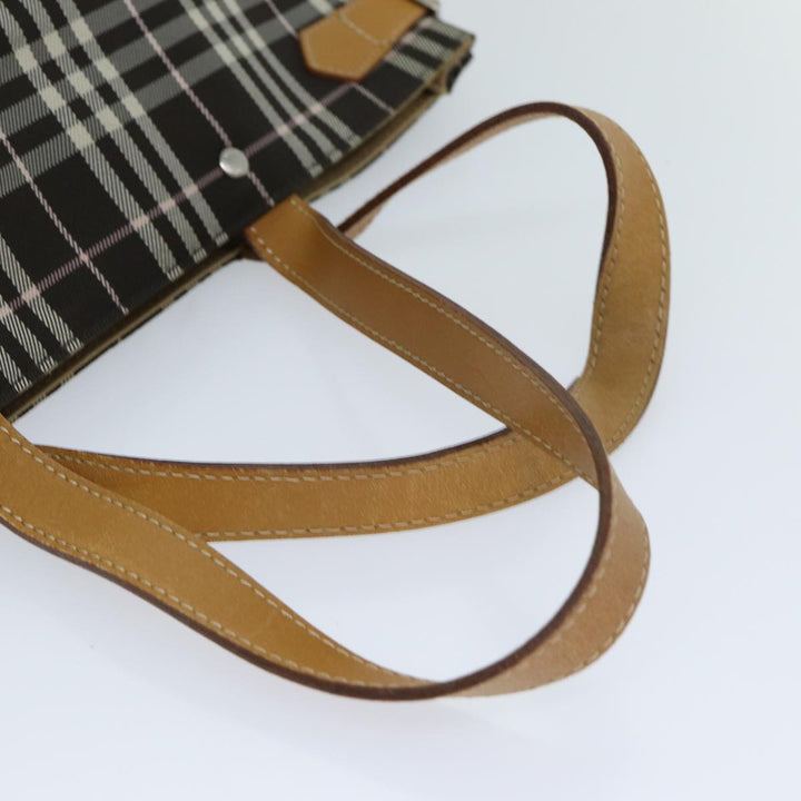 Burberry Nova Check Blue Label Tote Bag Nylon Brown Auth bs15120