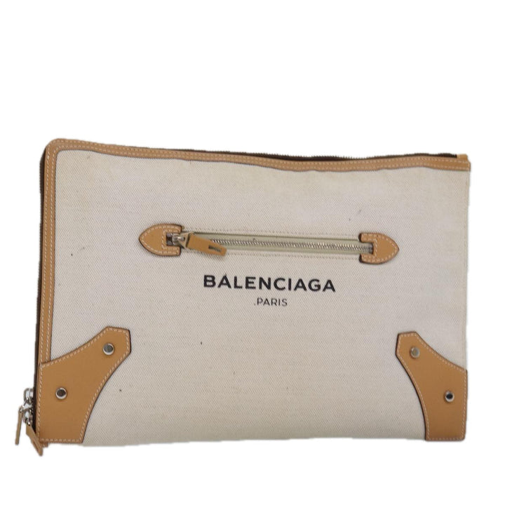 Top Quality Balenciaga Clutch Bag Canvas Beige 419994 Auth bs15134