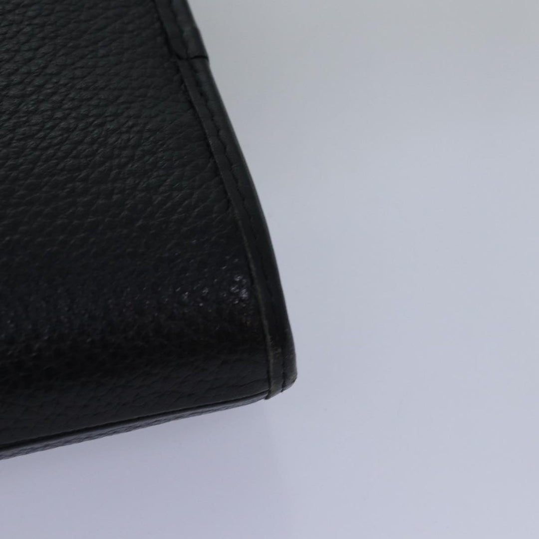 BurberrySs Clutch Bag Leather Black Auth bs15137