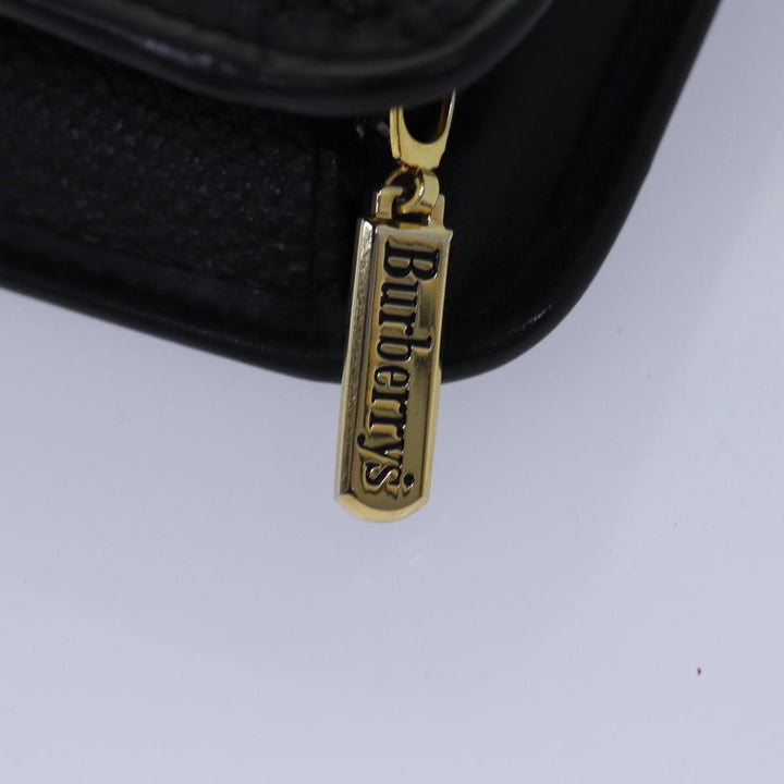BurberrySs Clutch Bag Leather Black Auth bs15137