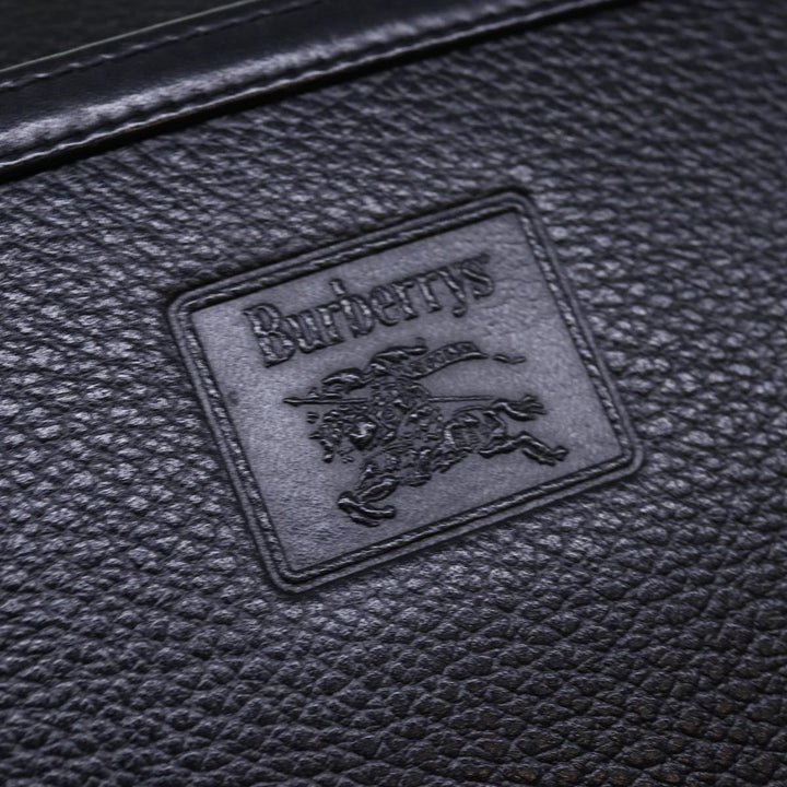 BurberrySs Clutch Bag Leather Black Auth bs15137