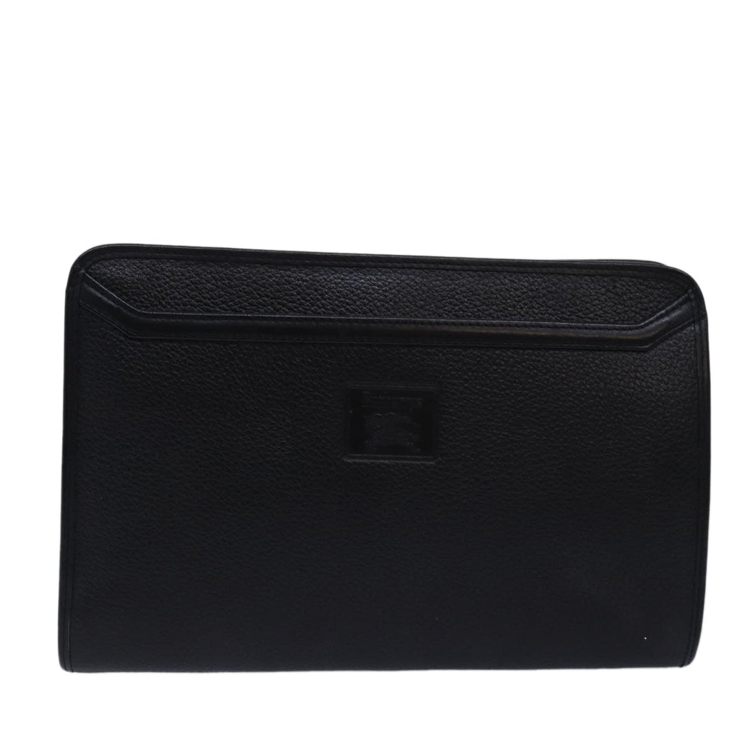 BurberrySs Clutch Bag Leather Black Auth bs15137