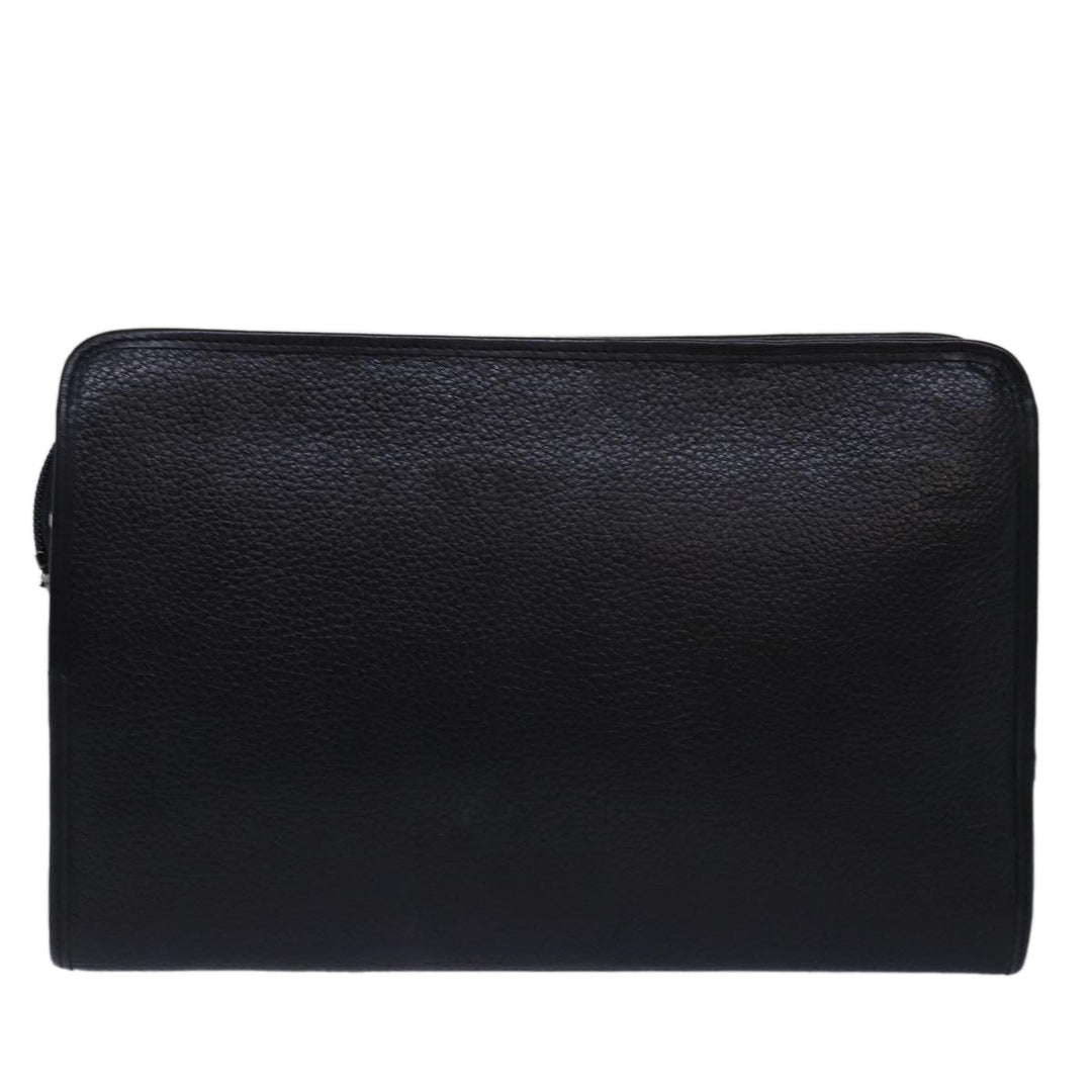 BurberrySs Clutch Bag Leather Black Auth bs15137