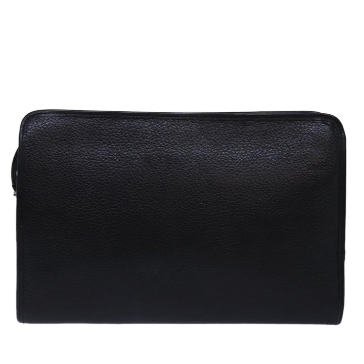 BurberrySs Clutch Bag Leather Black Auth bs15137