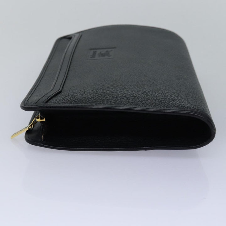 BurberrySs Clutch Bag Leather Black Auth bs15137