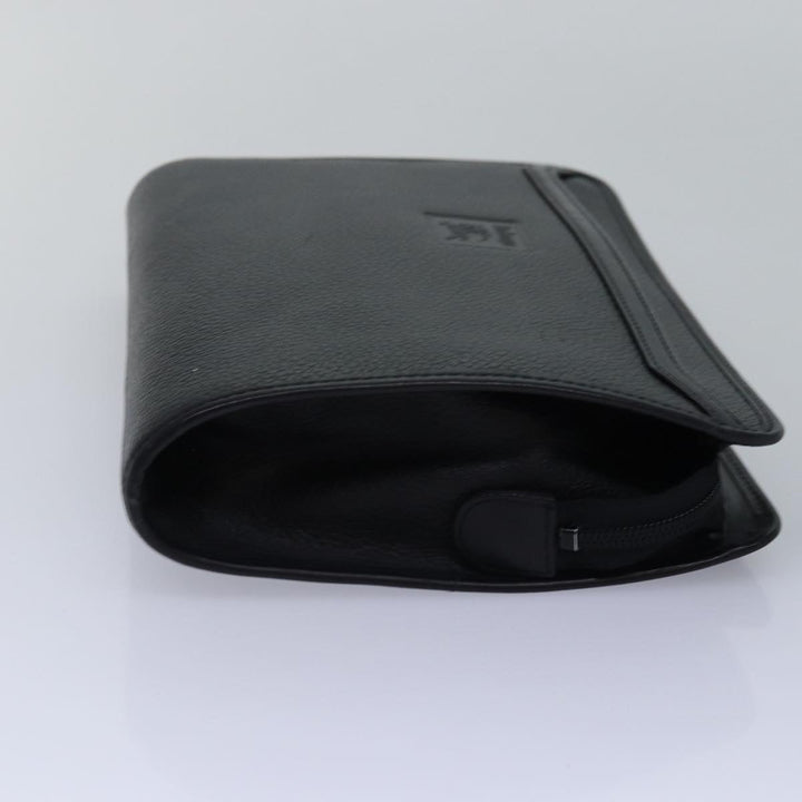 BurberrySs Clutch Bag Leather Black Auth bs15137