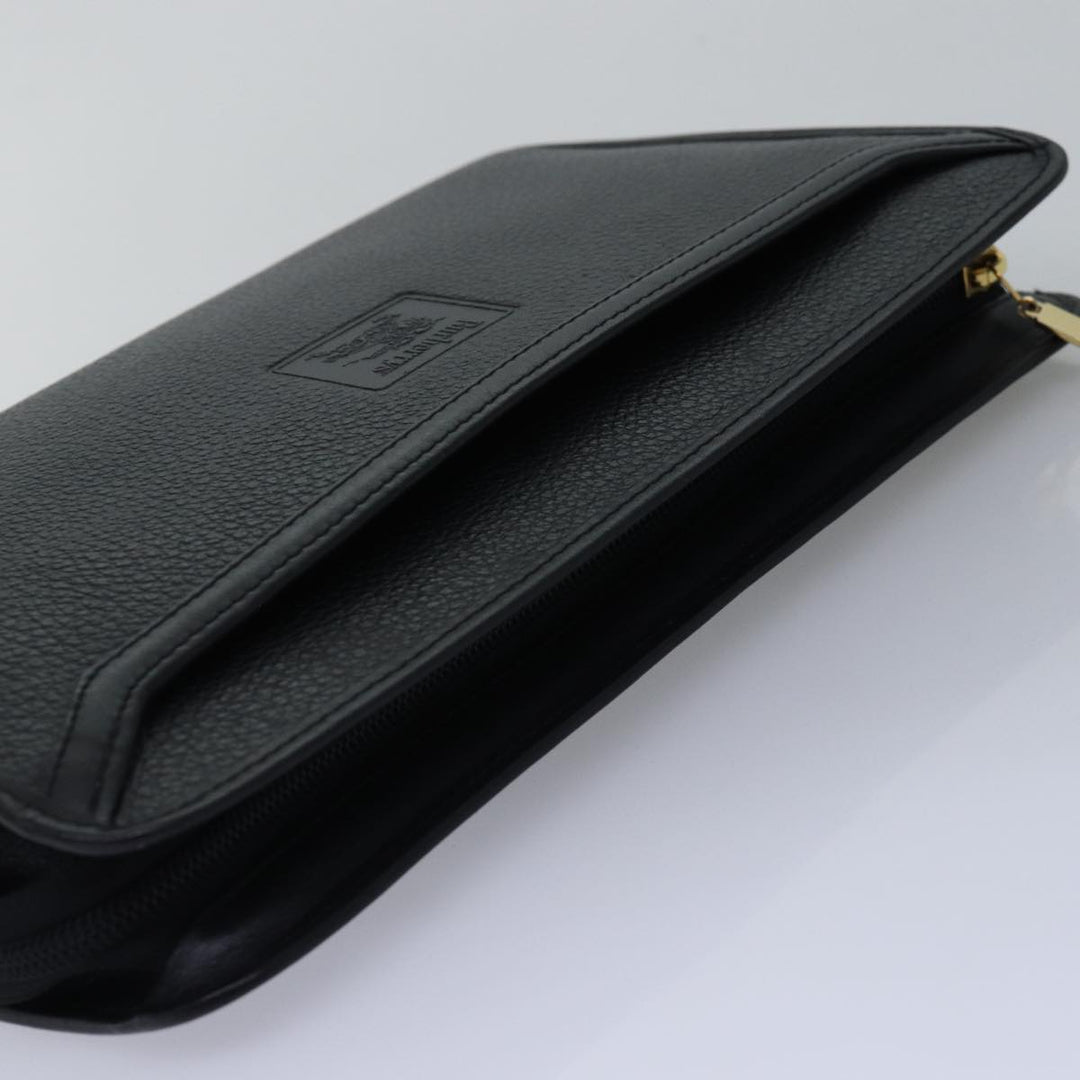 BurberrySs Clutch Bag Leather Black Auth bs15137