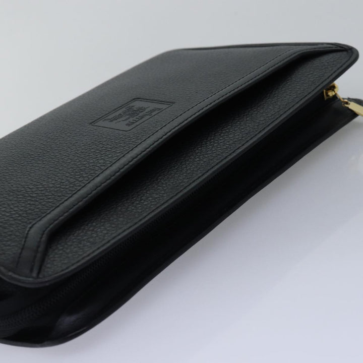 BurberrySs Clutch Bag Leather Black Auth bs15137