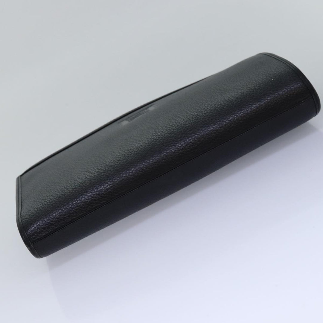 BurberrySs Clutch Bag Leather Black Auth bs15137