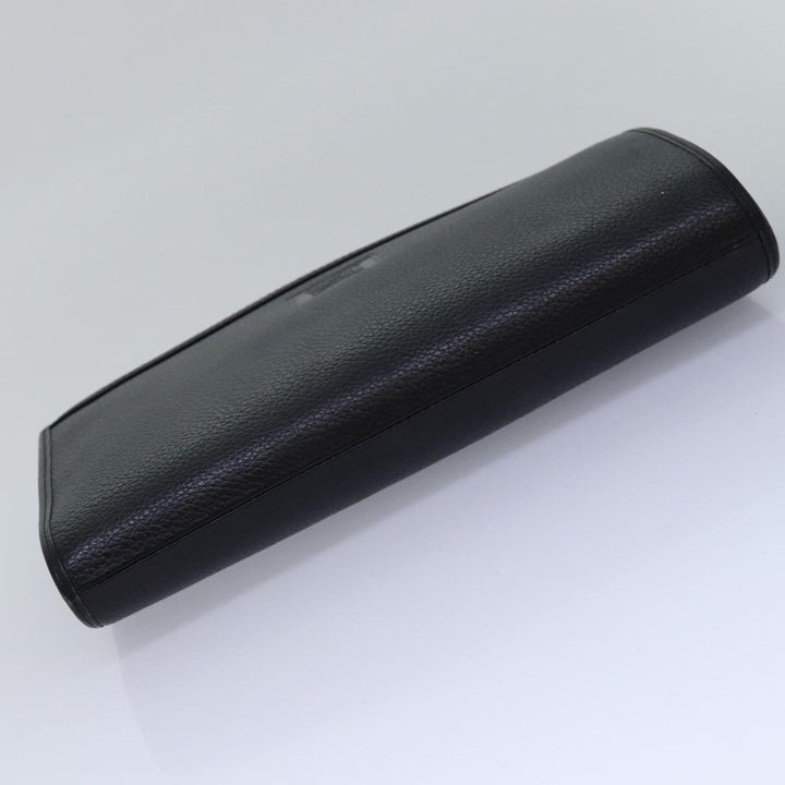 BurberrySs Clutch Bag Leather Black Auth bs15137