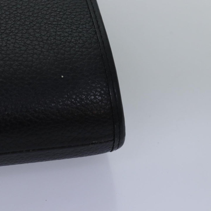 BurberrySs Clutch Bag Leather Black Auth bs15137