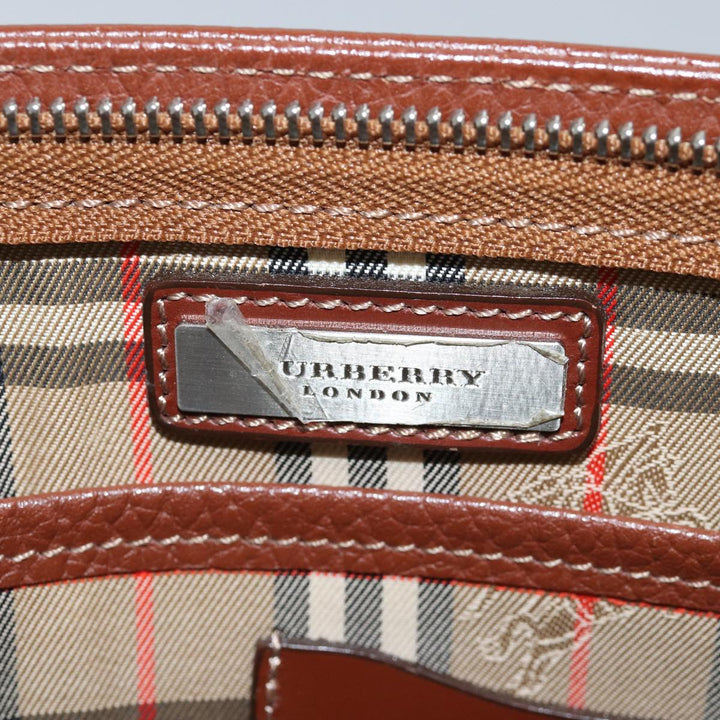 BurberrySs Clutch Bag Leather Brown Auth bs15138