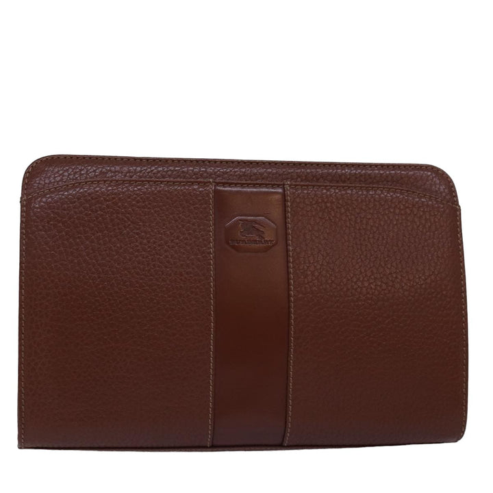 BurberrySs Clutch Bag Leather Brown Auth bs15138