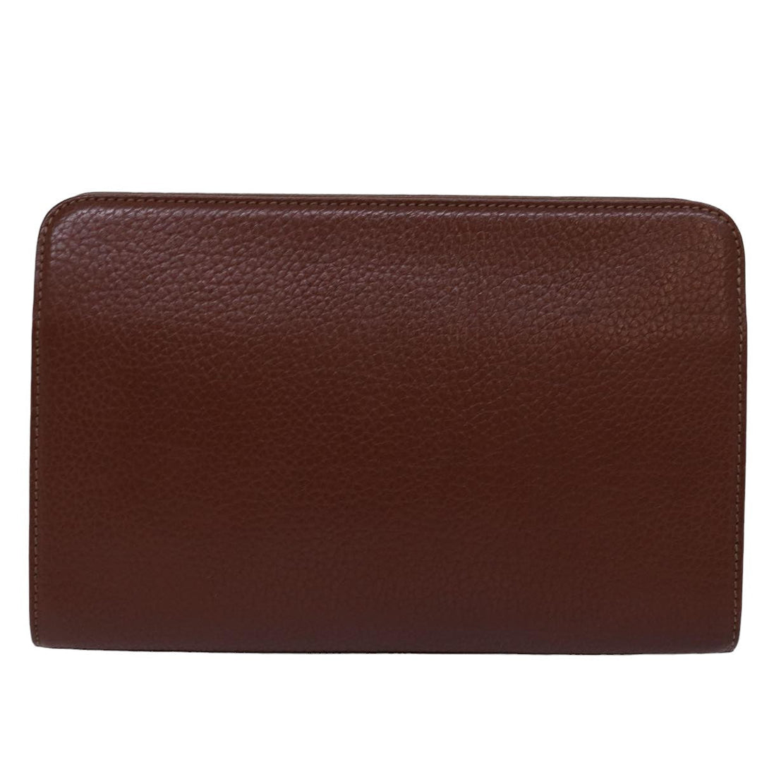 BurberrySs Clutch Bag Leather Brown Auth bs15138