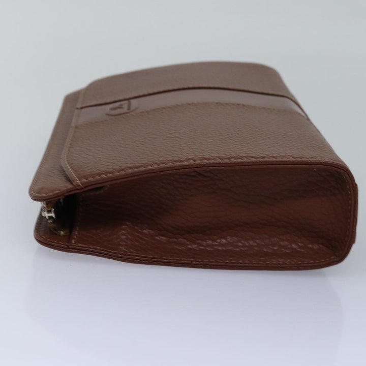 BurberrySs Clutch Bag Leather Brown Auth bs15138